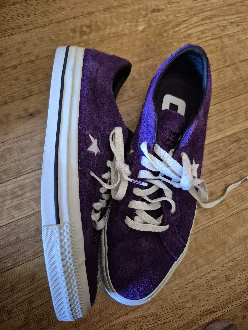Converse Purple Suede Low Top Sneakers with White Accents
